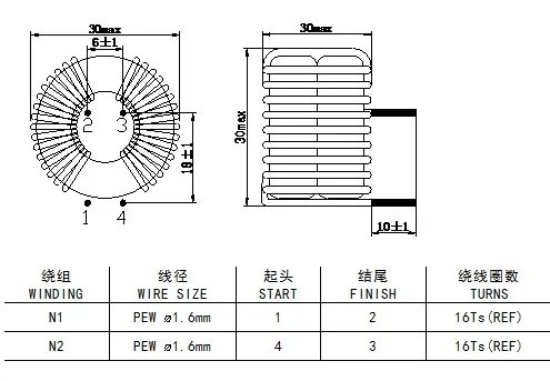 10A Νανοκρυσταλλικός πυρήνας Common Mode Choke Inductor με βάση