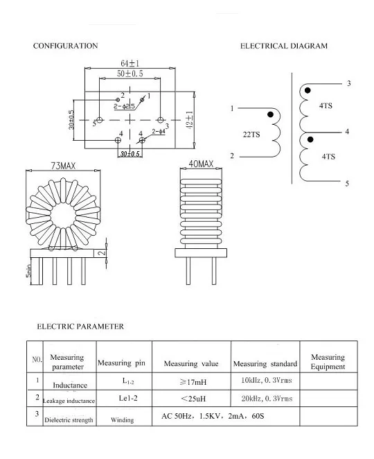 Αμορφικός πυρήνας Common Mode Coil Inductor με πιστοποιητικά RoHS