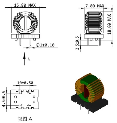 Συνηθισμένοι επαγωγείς κατασκευαστής Custom Copper Toroid με επαγωγικότητα (σε 10kHz 0,05V): 6,8mh + 50%/-30%