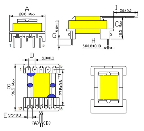 Μετασχηματιστής Υψηλής Συχνότητας SMD Type Eel22 με Ελεύθερα Ακροδέκτες
