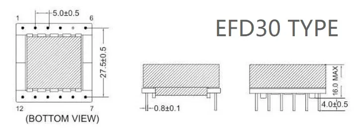 Μετασχηματιστής Υψηλής Συχνότητας τύπου SMD Efd30 με Πιστοποιήσεις Ce/UL/SGS/Reach